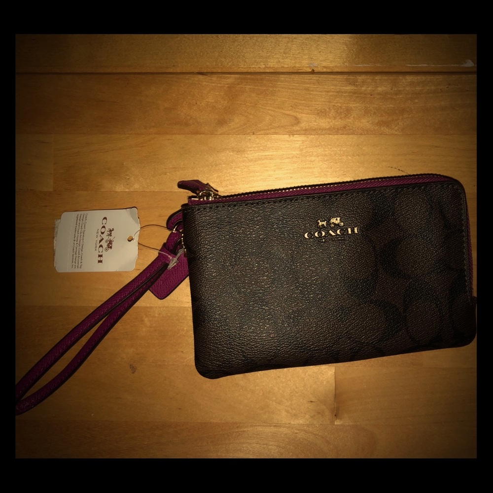 double zipper coach wristlet